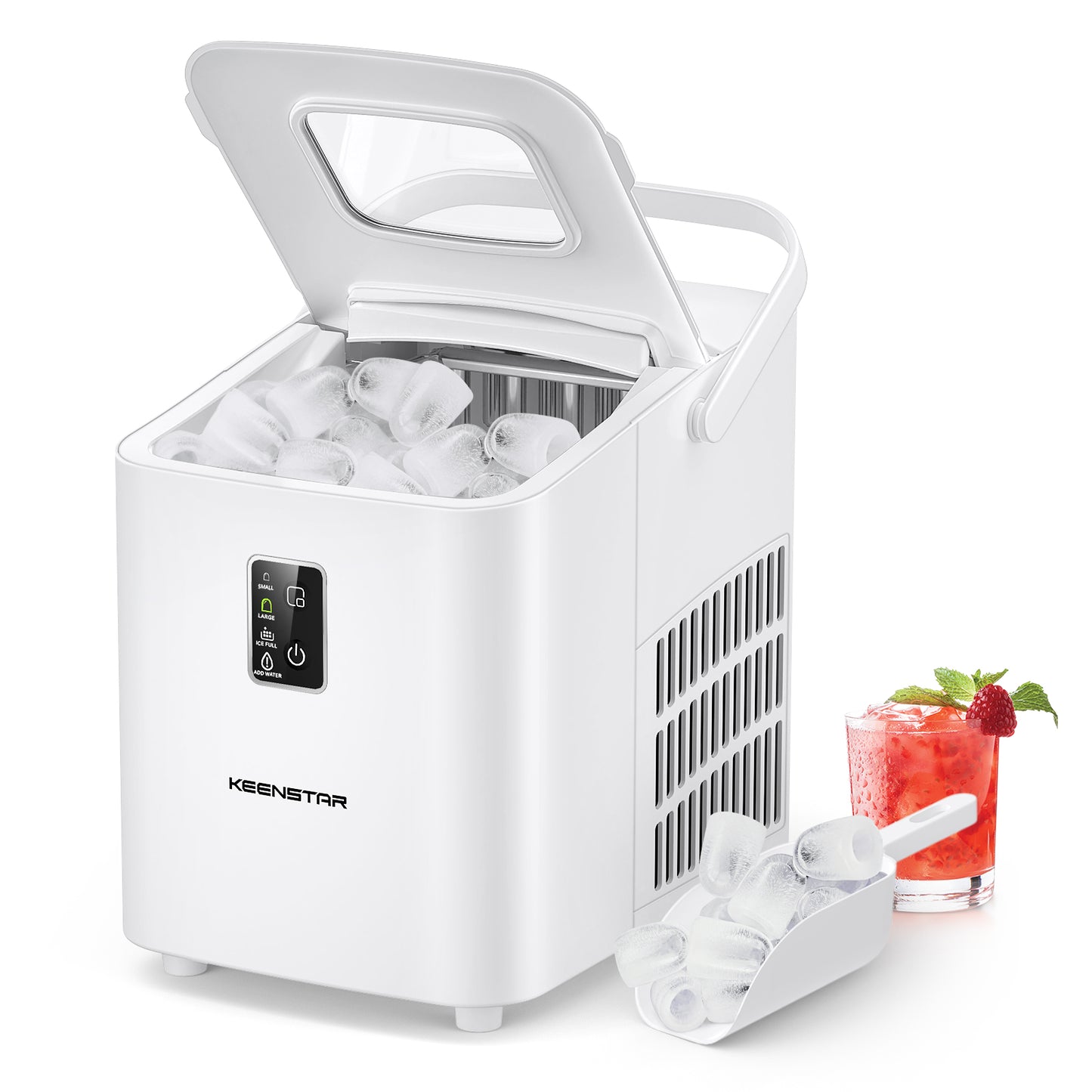 Countertop Ice Maker, Portable Ice Maker Machine 26.5lbs/24Hrs, 8 Bullet Ice Ready in 6 Mins, Self-Cleaning Handheld Ice Maker