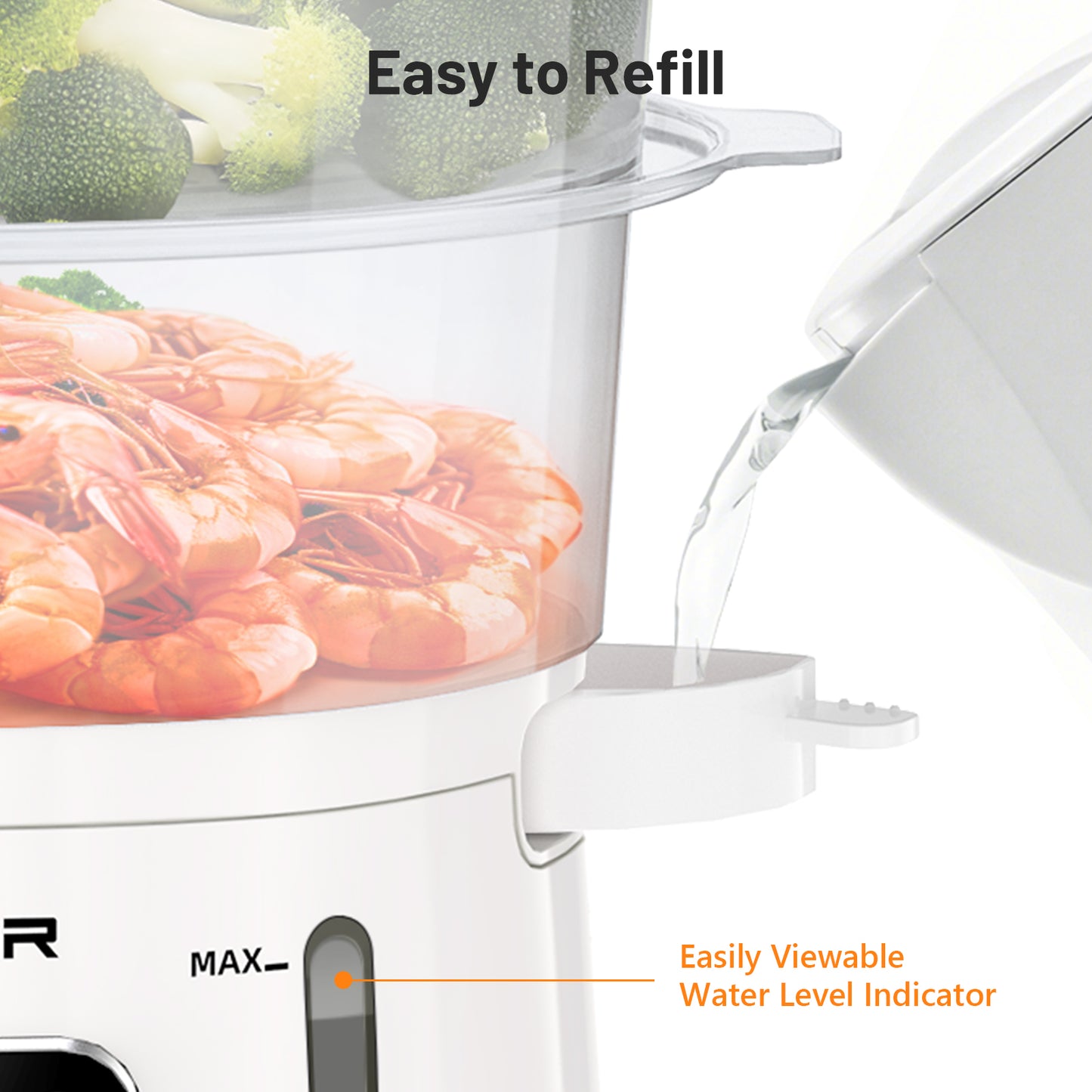 13.7QT Electric Food Steamer for Cooking, 3 Tiers BPA-Free Baskets Vegetable Steamer, Digital Steamer with Appointment